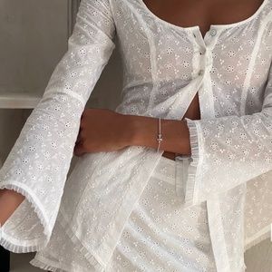 NWOT Frankies Bikinis x Sydney Sweeney Bardot Eyelet Top